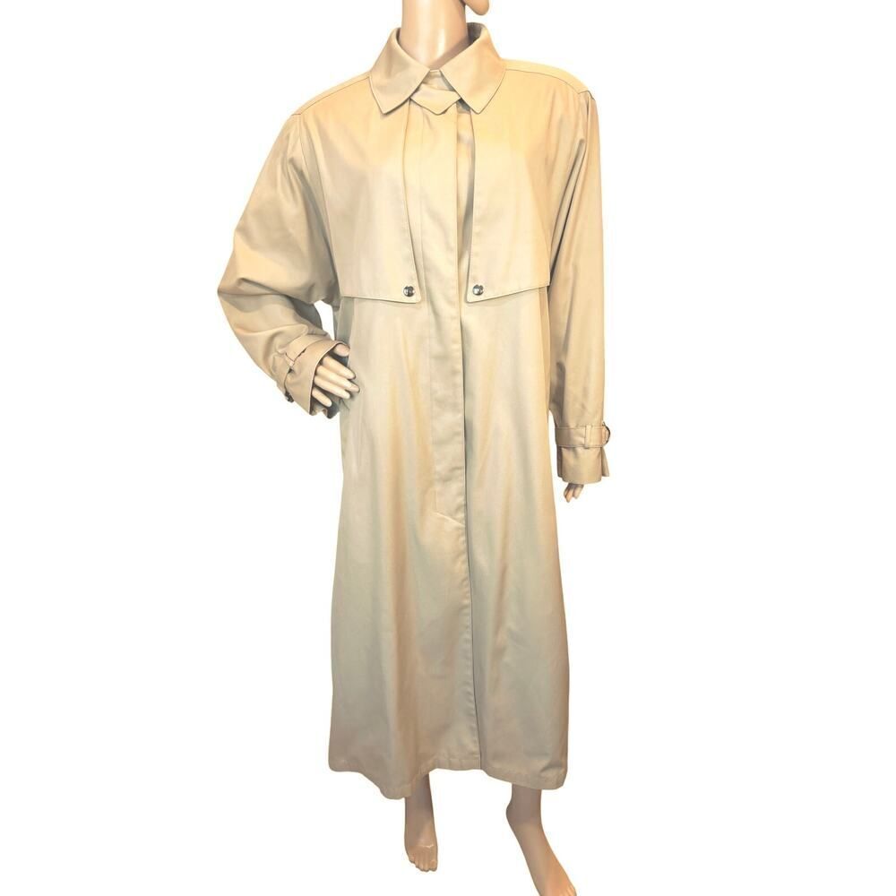 VTG 80’s J.G. Hook Trench Coat Sz 14 Khaki Tan Removable Liner USA Made Mob Wife